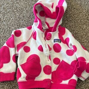 Patagonia Pink and White Polka Dot Hoodie